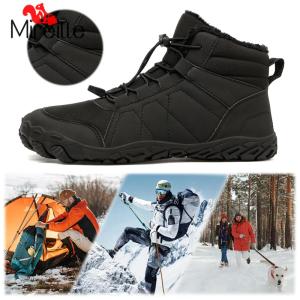 Barefoot Snow Boots High-Top Barefoot Shoes Anti Slip Outdoor Trekking Shoes Thermal Plush Barefoot Shoes for Men Women
