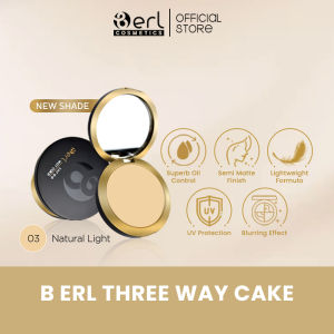 B ERL Three Way Cake - 3in1 Bedak Padat - Bedak Tabur - Bedak Basah - Compact Powder - Blur Poreless & Dark Spot l Tasya Farasya Pick