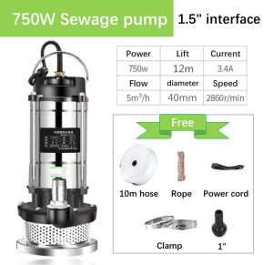 High-Quality 1800W 2inch Stainless Steel Submersible Sewage Pump with Built-in Protector and Copper Motor