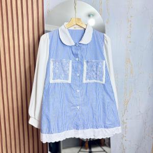 ATASAN SUSI SALUR DENIM COMBI BRUKAT