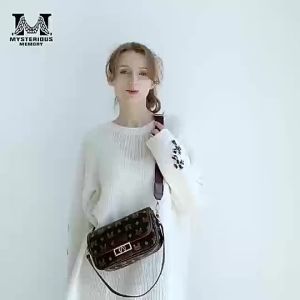 JNK #M009 PU Leather Baguette Bag Magnetic Buckle Design Practical Storage (White Brown Coffee)