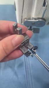 Sewing machine universal left and right high and low presser foot adjustable for positioning hemming topstitching and edge blocking multifunctional flatbed presser foot