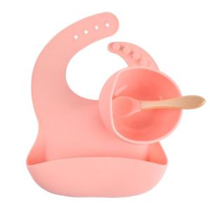 3pcs Set Baby Feeding Tools Food Grade Disinfection Suction Bowls Silicone Bib Kids Bowl Spoon Babies Nursing Plate Utensil