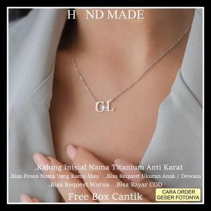 kalung inisial nama kalung nama titanium anti karat anak dewasa kalungnama aksesoris wanita necklace titanium aksesoris fashion