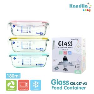 KANDILA BABY GLASS FOOD CONTAINER UKURAN 180ML KDL 027-A3 / KOTAK MAKAN BAHAN KACA / KOTAM MAKAN MPASI / WADAH MAKAN MPASI / WADAH MAKAN MPASI BAHAN KACA