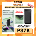 Awei P37K 10000mAh Power Bank Dual USB Port Powerbank Multiple Output Pawerbank Bank Kuasa. 
