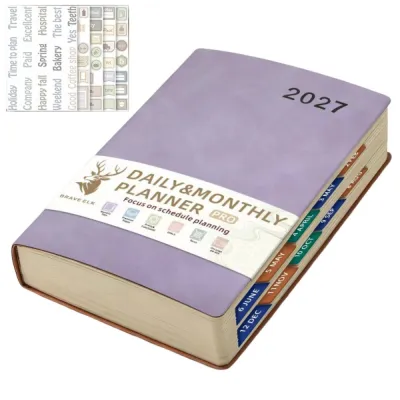 LIUJIR English 2027 Schedule Planner Notepad Wear-resistant 12 Months A5 Agenda Planning Notebook Durable Thick Paper Diary Writing Pads School Office Supplies