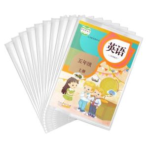 แจ็กเก็ตหนังสือใสสำหรับเด็กวัสดุการเรียนมีความยืดหยุ่นขนาดป้องกันการฉีกขาดแผ่นป้องกัน PP 10ชิ้น