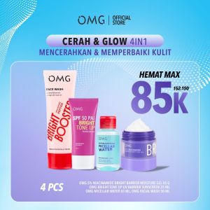 Rumah Cantik OMG OH MY GLOW 4in1 Paket Perawatan Wajah Calming & Glowing [Moist FacewashSunscreen & Micellar) -  Mencerahkan Wajah - Mengurangi Jerawat - Memperbaiki Skin Barrier