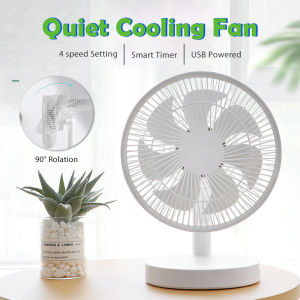 Portable Table Fan USB Rechargeable Cooling Air Desk Fans 4 Speed Strong Wind Small Fan Low Noise Long Working Hours Desk Rechargeable Fan
