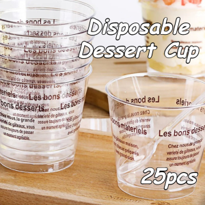 25Pcs Tiramisu Cup Food Grade Clear Disposable Mousse Cup Strong Crack Resistant Dessert Container