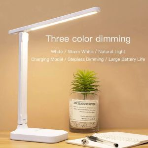 Xiaomi Led Table Desk Chargeable Lamp 3 Color Stepless Dimmable Touch Foldable Table Lamp Bedside Reading Eye Protection Night Light DC5V USB Chargeable