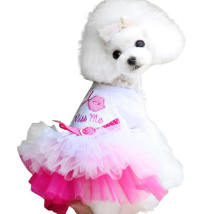 Perrym Doram(Ready Stock) Summer Pet Dog Cat Puppy Lip Dress Tutu Clothes T-shirt Breathable Lace Costume Pink