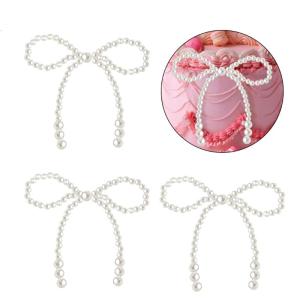 12ชิ้นโบว์ไข่มุกสิ่งตกแต่งทรงเค้กไข่มุกเทียมสีขาวตกแต่งหน้าเค้กโบว์สำหรับเค้กแต่งงานดอกไม้ประดิษฐ์สำหรับฉลองทารกใกล้คลอดวันเกิด