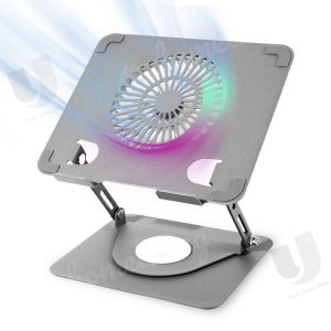 [Local Seller] Foldable Laptop Stand w Cooling Fan 360 Rotating Notebook Mounting Adjustable Holder Metal