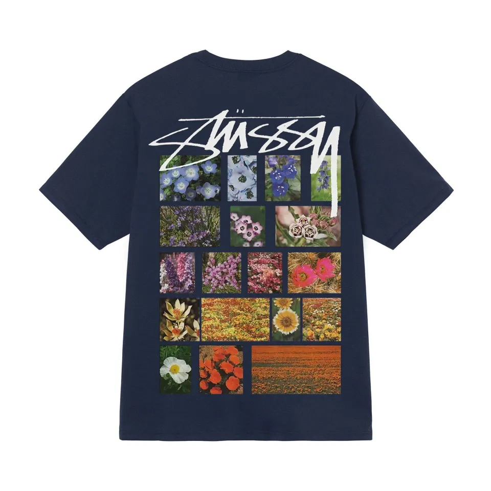 Official Authentic Stussy Flower Grid Pigment Dyed T-Shirt