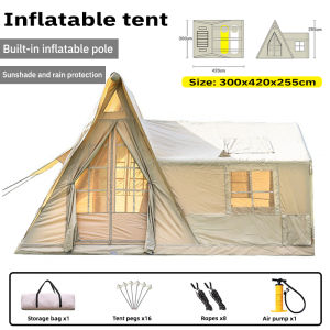 Inflatable tent camping tent luxury tent family tent rainproof sleeping tent 12.6 square meters 5-12 people UPF50+ sun protection