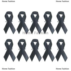 [COD] Home Fashion 10Pcs Jewelry Black Ribbons Fabric Awareness Ribbons Brooch Lapel Ribbons With Safety Pins Clothes Accessories