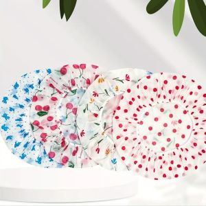 Local Adjustable Printed Shower Caps High-Quality and Reusable with Elastic Bands for Womens Spa
