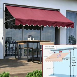 BAIERDI Sunshade Curtain For Garden Terrace Hand Cranked Design Non Porous Scalable Rain Shed Waterproof Sun Shelter For Patio Balcony Outdoor