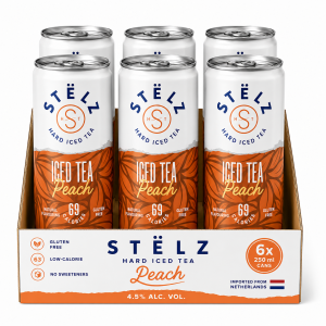STËLZ Hard Iced Tea Peach (6 / 12 Cans) - 250ml Alcoholic Tea Drink | 4.5% ABV Low Calorie Light & Refreshing Cocktail