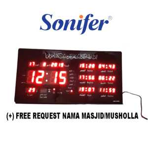 SONIFER Jam Digital Jadwal Sholat Otomatis Suara Adzan & Iqomah Beep Beep SMS-4008 FREE REQUEST NAMA