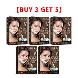 FCEelhoe V Line Facial Lifting Mask Double Chin Puffy Reduce Lifting Firming Bandage Mask Wrinkle Remover Firming Shaping Small V-Face Hanging Ear Lifting Face Mask Facial Tighten Wrinkle Remover Chin Cheek Neck Lift Hydrogel Mask(1pcs/5pcs)
