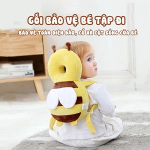 Gối Chống Ngã Cho Bé 20x36cm Hình Ong | Balo Chống Va Đập Bảo Vệ Đầu Gáy Lưng Tập Đi