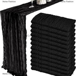 [COD] Home Fashion 90x300cm Gauze Table Runner Wedding Semi-Sheer Vintage Cheesecloth Dining Party Christmas Banquet Arches Cake Table Decor