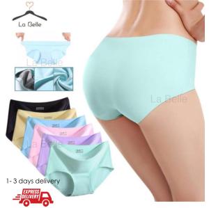 [M - 2XL] Set Of 5 Premium Ice Silk Panties Girls Woman Clothing Seamless Underwear Panty Seluar Dalam Wanita