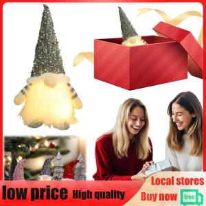 【New Arrival】 Santa Claus Plush Rudolph Doll with Sequined Hat Glowing Gnome Christmas Faceless Doll for Christmas Decorations