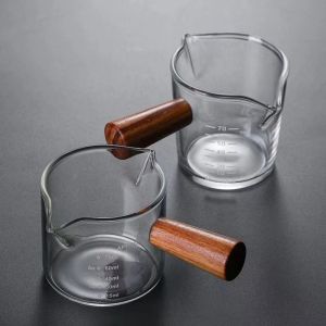 MILDGLOW 75ml Espresso Measuring Cup Measure Mug Double/Single Mouth Kitchen Tool Durable Heat-resisting Glass Clear Kitchen Mug