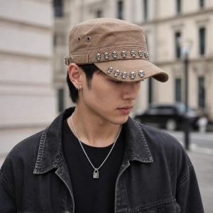 BMFUEW Punk Style Skull Flat Top Cap Cotton Material Unique Sports Visors Hats Trendy Y2K Breathable Dancing Caps Halloween
