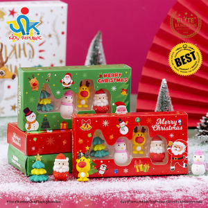 Random (1 BOX) Christmas Eraser Christmas Stationery Kawaii Good-looking Erasers Pupils Best Gift