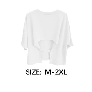 【BUY1 TAKE2】3PCS Basic Plain Cut Out Tie Back Hollow Out Drop Shoulder Regular Fit Round Neck Short Sleeves T-Shirt For Women(Send from Manila Warehouse)