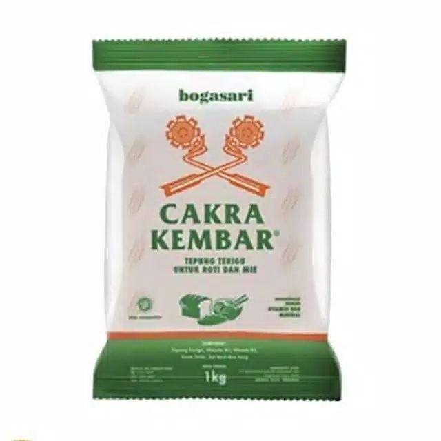 Tepung cakra kembar kemasan 1kg tepung terigu protein tinggi