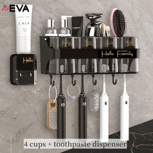 【FUN】toothbrush holder tempat letak berus gigi 牙刷架 Toothbrush rack punch-free mouthwash cup brushing cup wall-mounted bathroom wall-mounted dental appliance dental cylinder rack set