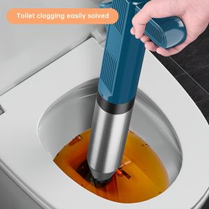 Musurjoy Drain Unclogger Toilet Plunger Set Drain Clog Removal Tool High Pressure Air Drain Gun with Visual Air Pressure Gauge Stainless Steel for Bathroom Bathroom-Kitchen Sink-Floor Drain-Drain Summer-Labor Day-Mothers Day Gifts