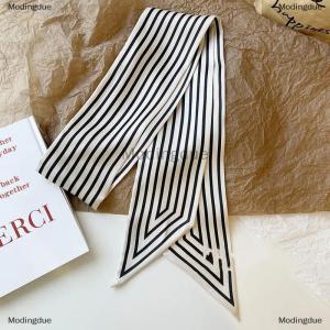 [COD] Modingdue Headband Wraps Female Neckerchief Stripe French Korean Style Small Long Scarf Hair Accessories Bag Decor