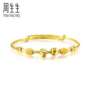 Chow Sang Sang 周生生 999.9 24K Pure Gold Chinese Gifting Collection Newborn Adjustable Bangle for Tiny Size 62815K Price-by-Weight 4.49g Gold
