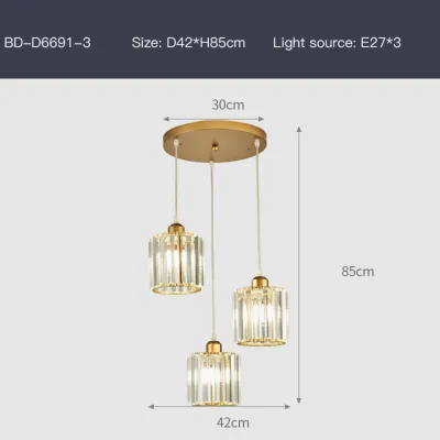 【Free Bulb】Modern Transparent Crystal Chandelier Nordic LED Simple Living Room Pendant Light Dining Room Light