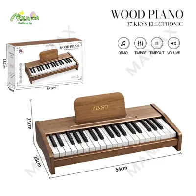 MAMAX【SG Ready Stock】Premium 37 Keys Wooden Electronic Piano for Kids★USB Rechargeable Music Toy Keyboard✅With Stool✅Multiple Functions✅Bluetooth Music Piano✅Gift for Boys/Girls 3+✅