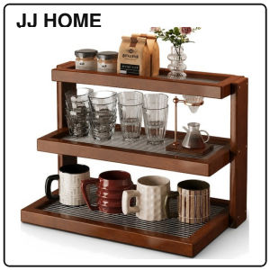 【JJ HOME】Acrylic Desktop Cup Rack / Multi-Tier Countertop Organizer / Light Pine or Walnut Cup Display Shelf