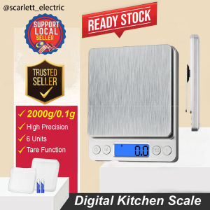 2000g/0.1g High Precision Digital Kitchen Scale Pocket Weight Jewelry Scales with 6 Measure Modes / Penimbang Dapur