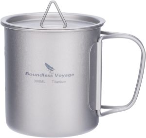 Boundless Voyage Titanium Cup with Lid Outdoor Camping Ultralight Water Tea Coffee Mug 200ML/300ML/450ML (200ml (6.7fl oz))
