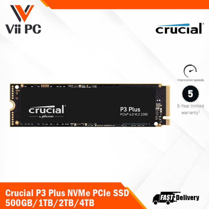 Crucial P3 Plus PCIe 4.0 3D NAND NVMe M.2 SSD ( 500GB / 1TB/ 2TB