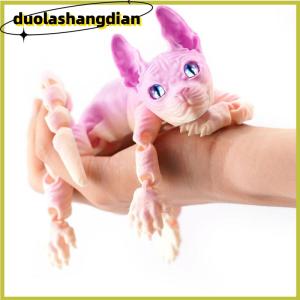 [Duola] 3D Printed Sphynx Cat Animal Toy Realistic Hairless Figurine Cat Fidget Toy For Cat Lover Collector Home Decoration