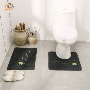 พรมเช็ดเท้า ห้องน้ำ ไมโครไฟเบอร์ อย่างดี ซับน้ำดี แห้งเร็ว พรมห้องน้ำ พรมเช็ดเท้า พรมเช็ดเท้าในห้องน้ำแผ่นรองโถส้วมรูปตัวยูผ้าซับน้ำได้ดีกันลื่นพิมพ์ลายโพลีเอสเตอร์