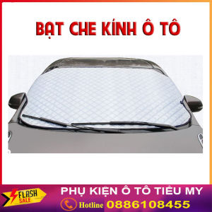 Bạt Phủ Kính Lái Ô Tô Có Tai Quai Cài Gương 4 Lớp PHỦ TRÁNG NHÔM Cao Cấp Chống Nắng Chống Gió