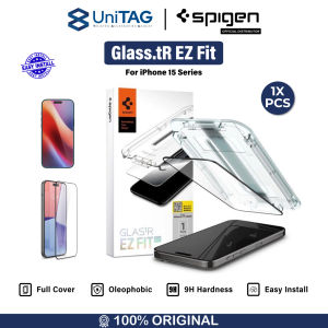 Tempered Glass iPhone 15 Pro Max Plus Spigen Glas tR EZ Fit Full Clear Anti Gores Protector